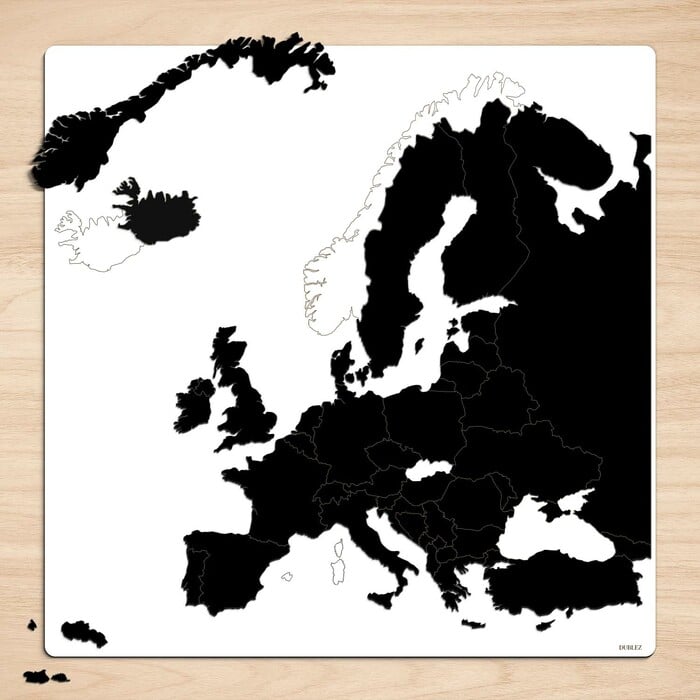 Drevené puzzle - Mapa štátov Európy | Čierna