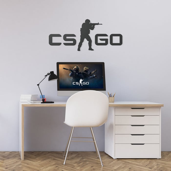 Dřevěný obraz - Logo Counter-Strike | Antracitově-šedá