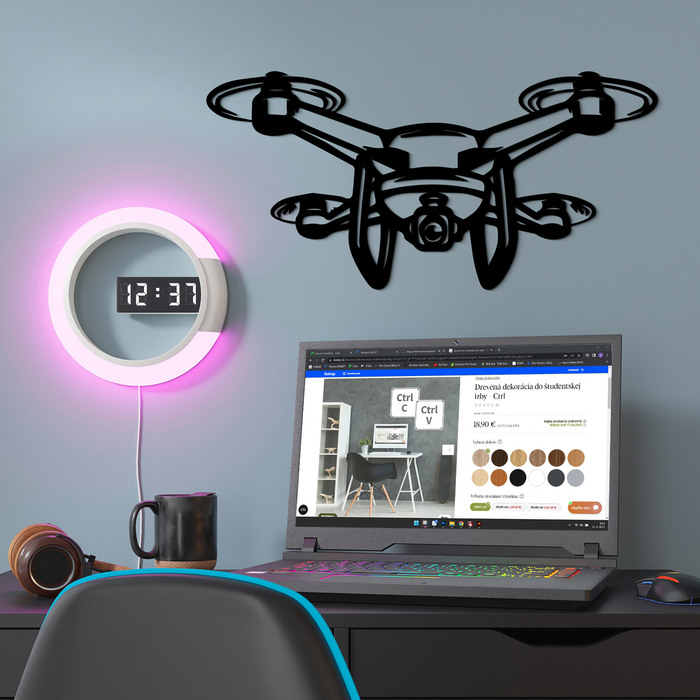 Kivágott 3D kép - Drón | Fekete