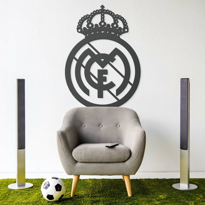 Drevená dekorácia na stenu - FC Real Madrid | Antracitovo-šedá