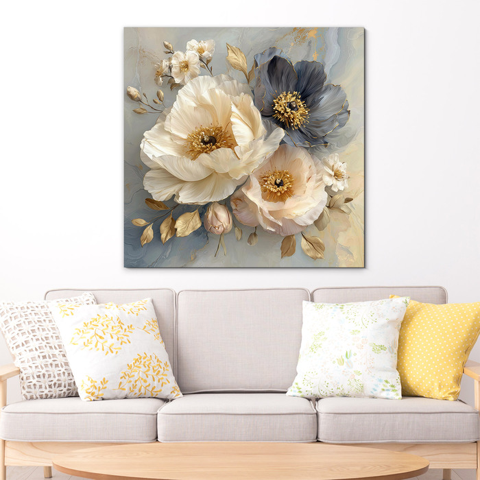 Dřevěný obraz květin - Pivoňky