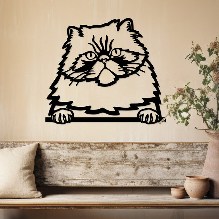 Wooden Wall Art - Persian Cat | Black