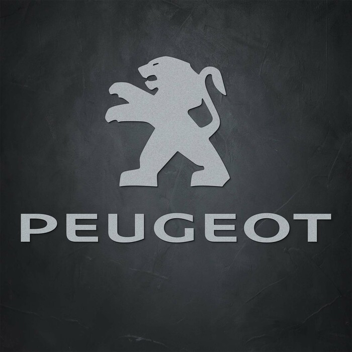 Drevený nápis a logo - Peugeot  | Strieborná