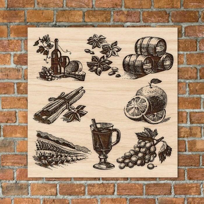 Tablou din lemn pentru perete - Vin fiert | Placaj de fag natural