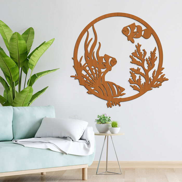 3D Wall Art from Wood - Sea Fish | Cherry