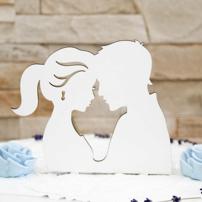Drevená ozdoba na svadobnú tortu - Mladomanželia