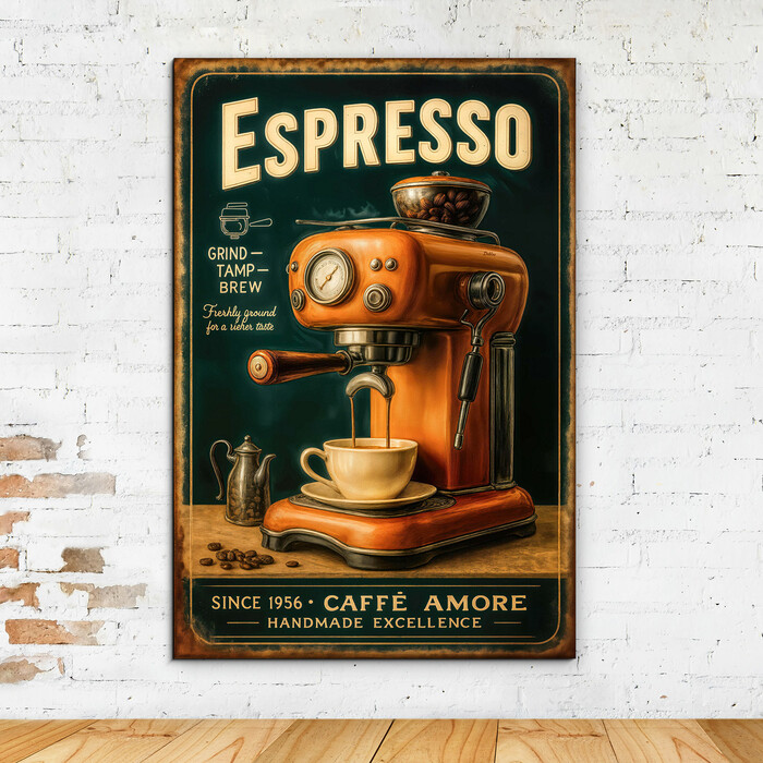 Vintage wooden picture - Espresso