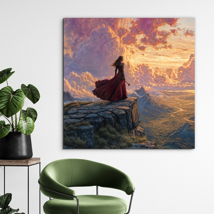 Obraz do předsíně - Snící žena na útesu