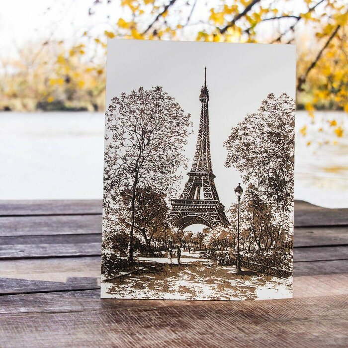 Eiffelovka v Paríži - gravírovaný 3D obraz na stenu