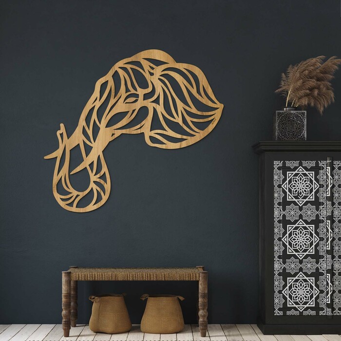 Dřevěná dekorace na stěnu - Slon | Dub zlatý