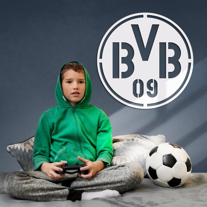 Logo din lemn al clubului de fotbal - BVB | Alb