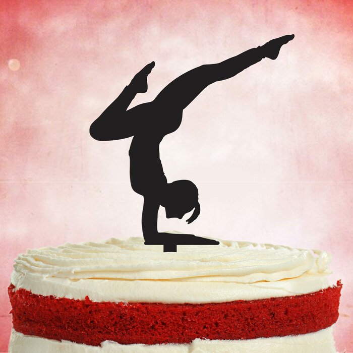 Drevený zápich na tortu - Jogínka | Čierna