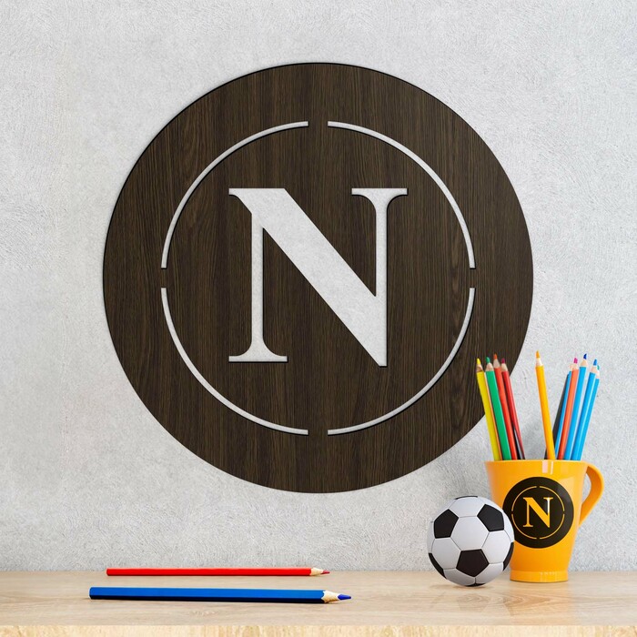 Logo din lemn pentru perete - SSC Napoli | Wenge