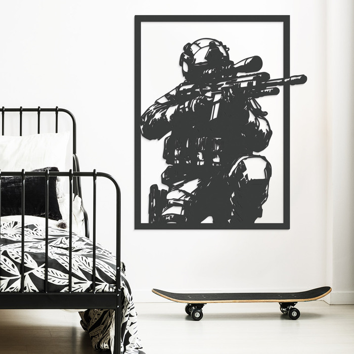 Tablou din lemn - Soldat | Gri antracit