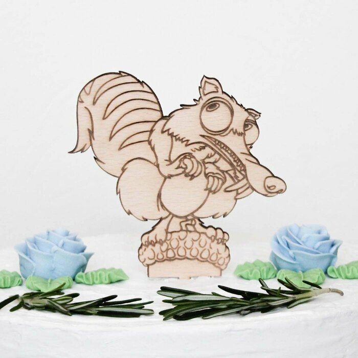 Drevená figúrka na tortu - Veverička z filmu Doba ľadová