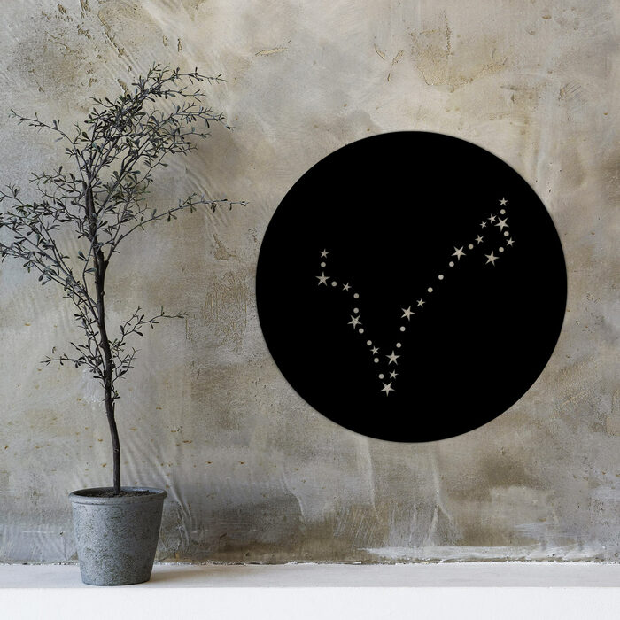 Zodiac Sign on the Wall - Constellation Pisces | Black