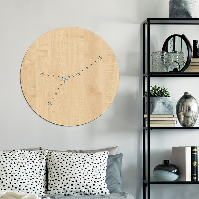 Wooden Symbol on the Wall - Zodiac Constellation Cancer | Maple