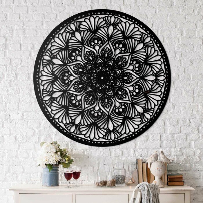 Mandala ze dřeva na stěnu - Kruh | Černá
