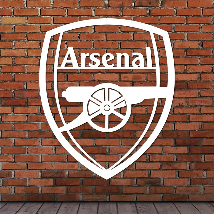 Logo futbalového klubu z dreva - Arsenal | Biela