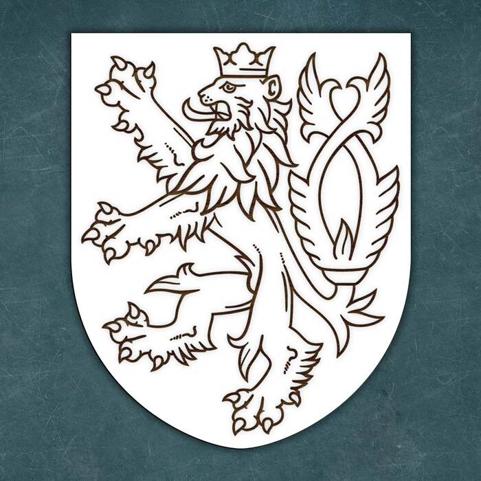 Dřevěný státní znak Česka na zeď | Bílá