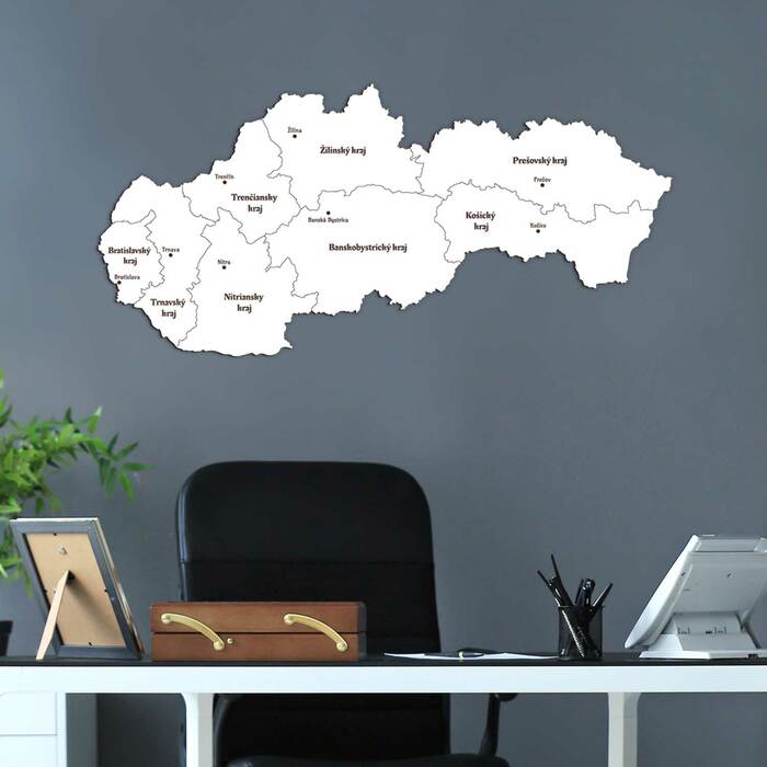 PUZZLE ze dřeva - Mapa krajů Slovenska | Bílá