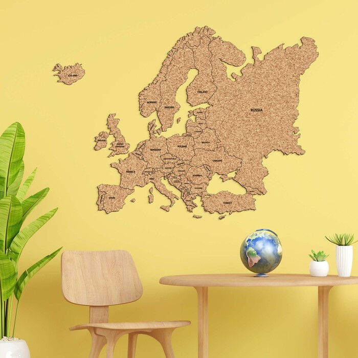 Korkový obraz mapy Evropy + Státy v angličtině