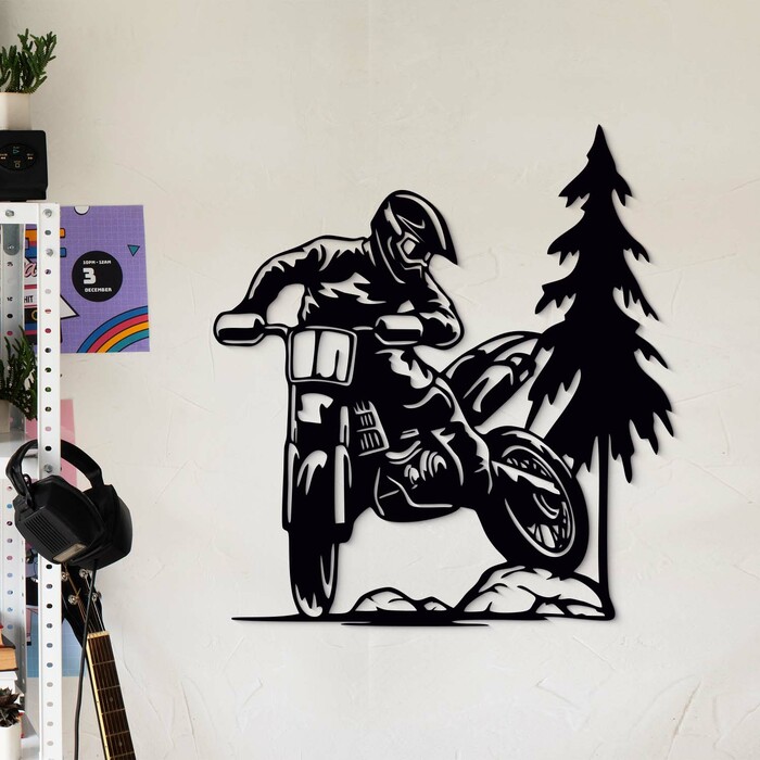 Cadou motociclist - Tablou camera băieți | Negru