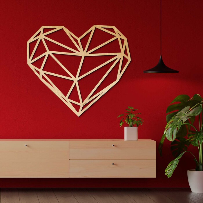 Inimă din lemn pentru perete - Poligon | Arţar