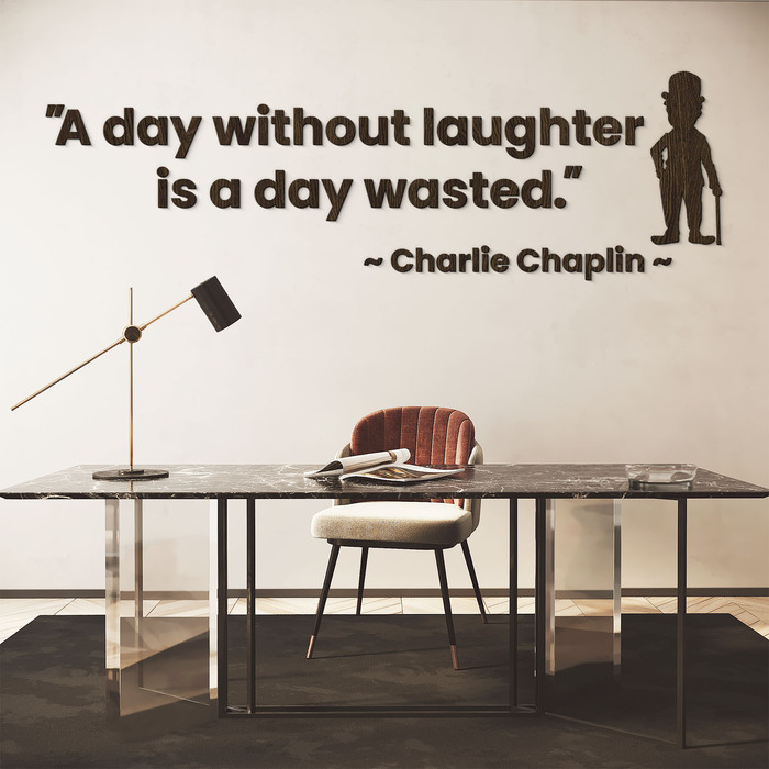 Drevený citát na stenu od slávneho Chaplina  | Wenge
