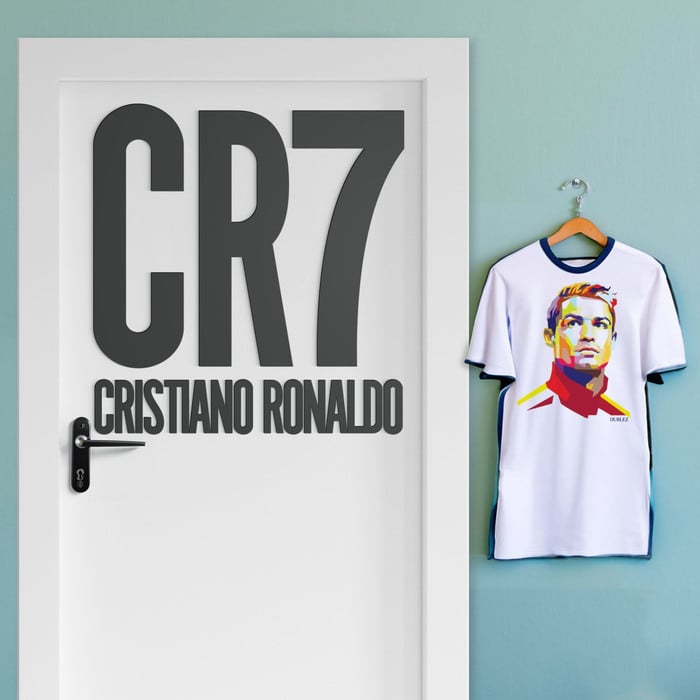 Tablou cu logo din lemn - CR7 Cristiano Ronaldo | Gri antracit
