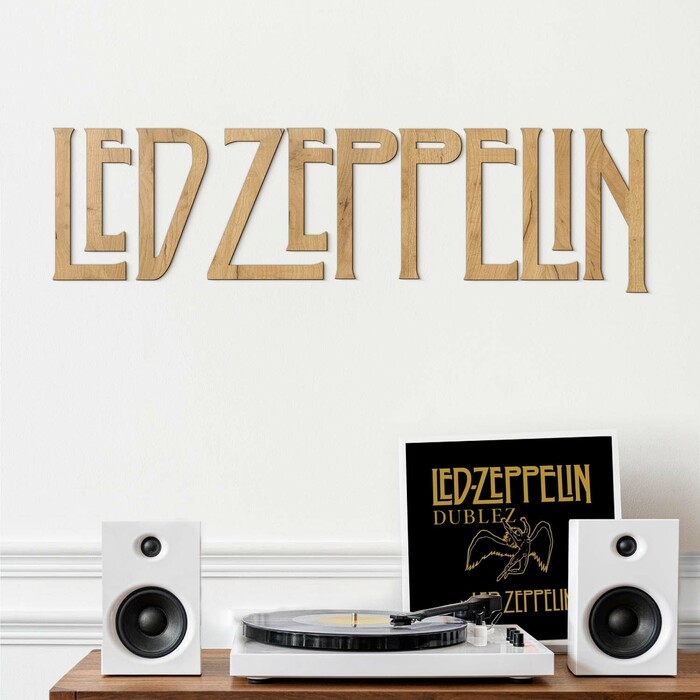Drevený obraz - Logo Led Zeppelin | Dub zlatý
