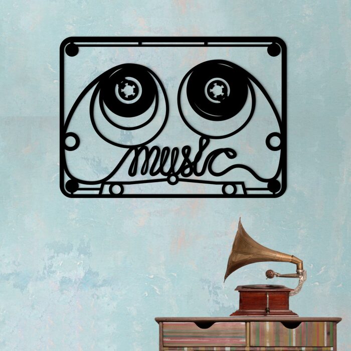 Stylish Retro Wall Art - Cassette | Black