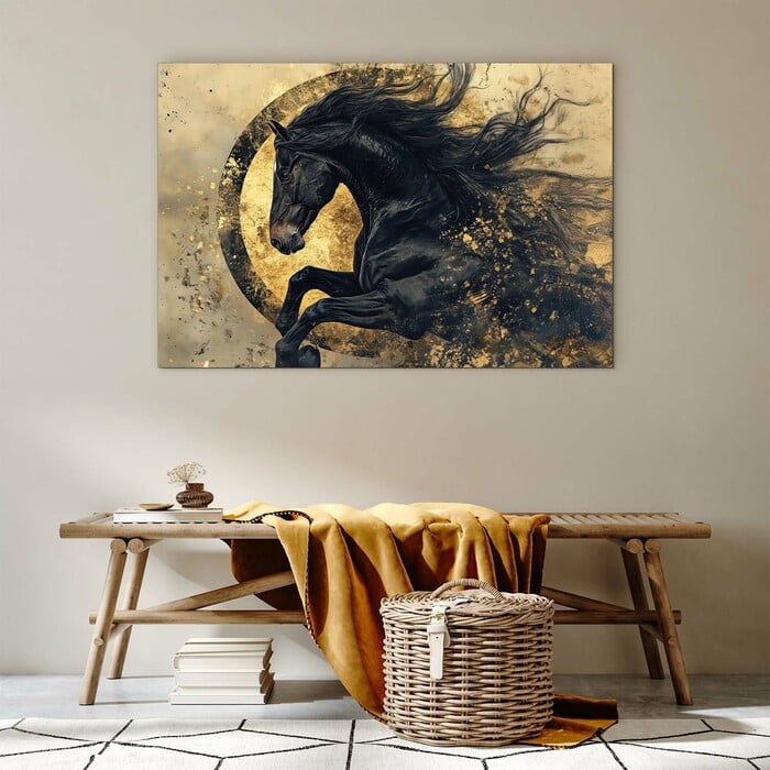 Wooden Wall Art of a Horse - Galloping Mustang