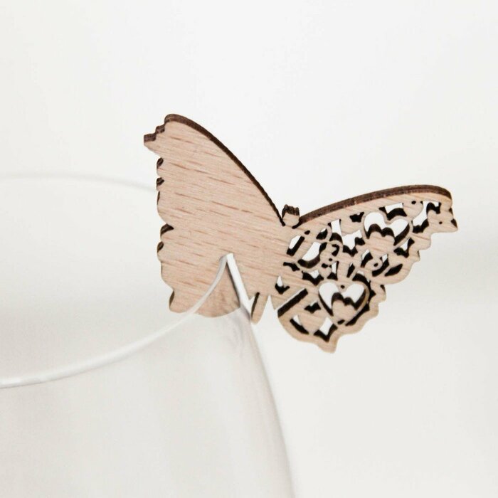 Dárek pro svatební hosty - Dekorace na sklenici motýl