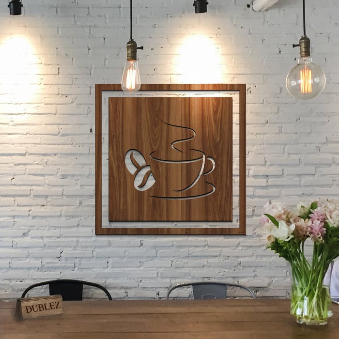 Drevená dekorácia do kuchyne - Káva | Orech