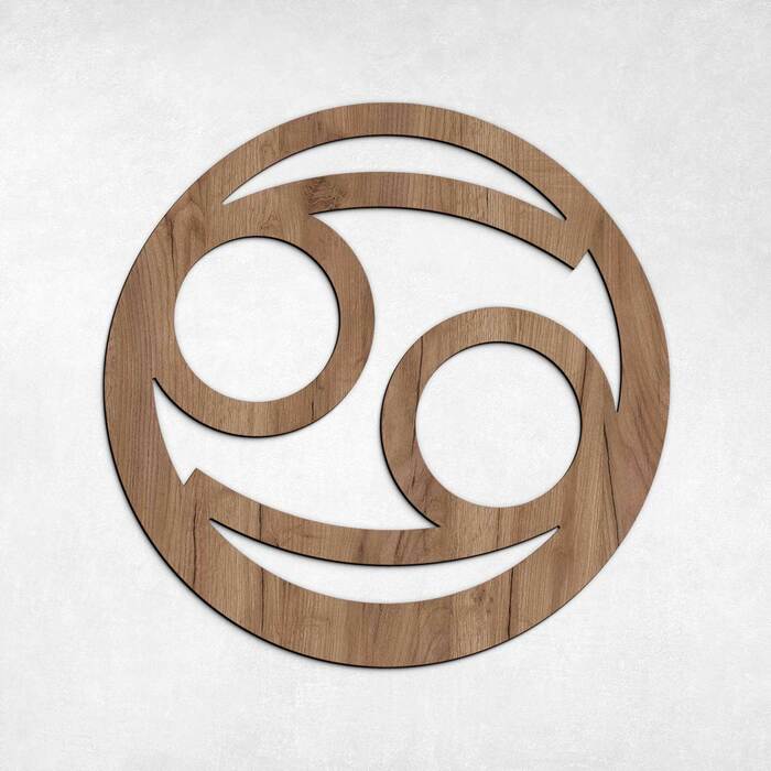 Simbol din lemn pentru perete - Semnul zodiei Rac | Stejar pentru tutun