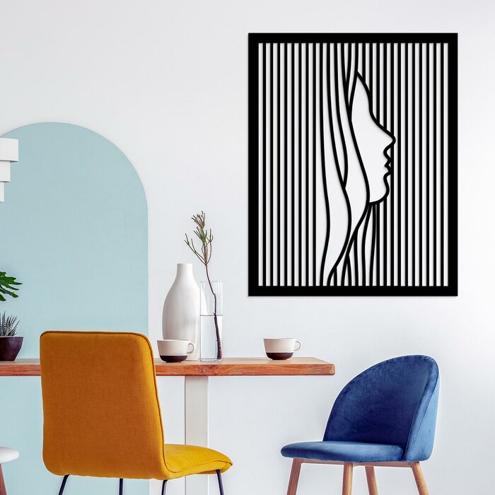 Wooden Wall Art - Woman from Lines | Black