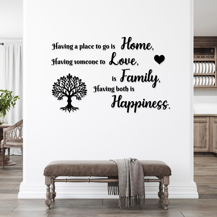 Drevený citát - Home, Love, Family | Čierna