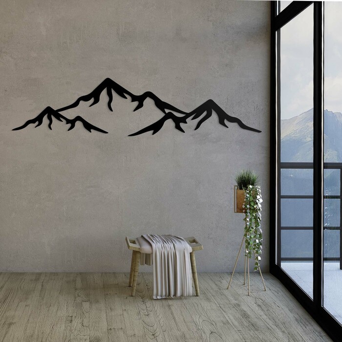 Drevený obraz - Hory | Čierna