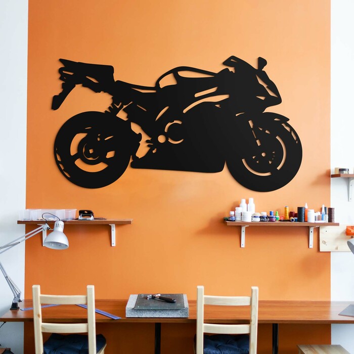 Dřevěný obraz - Sportovní motorka | Černá
