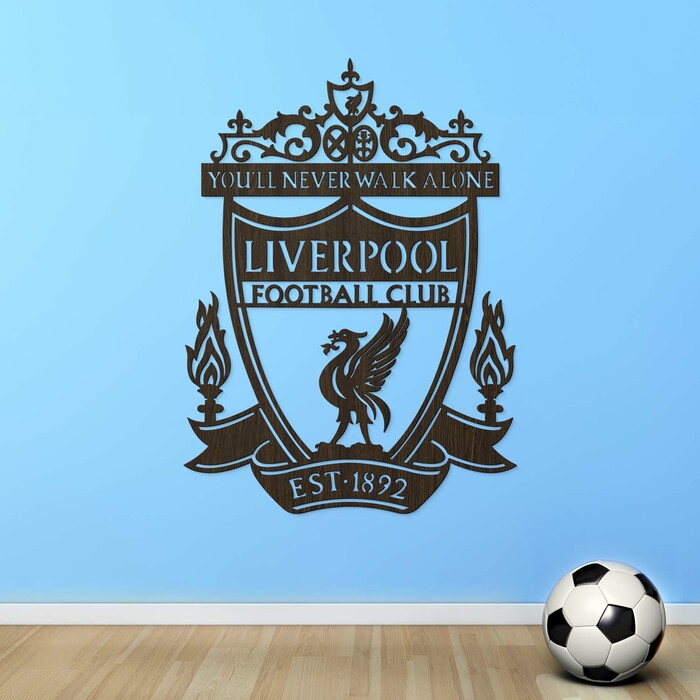 Logo-ul din lemn al clubului pentru perete - Liverpool | Wenge
