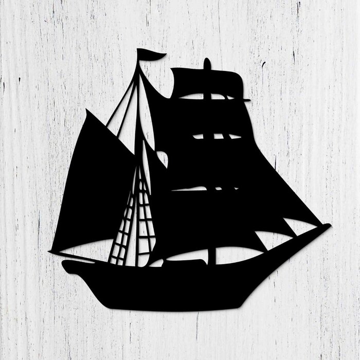Dřevěná loď na stěnu | Černá