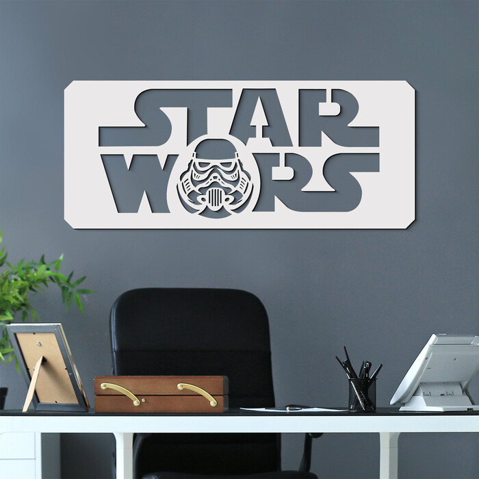 Logo din lemn pentru perete - Star Wars | Alb