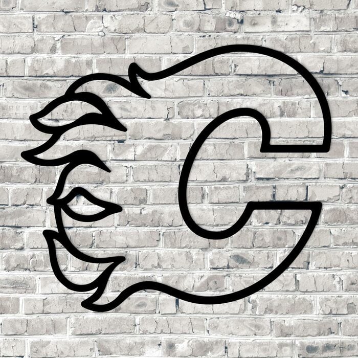 Dřevěné hokejové logo - Calgary Flames | Černá