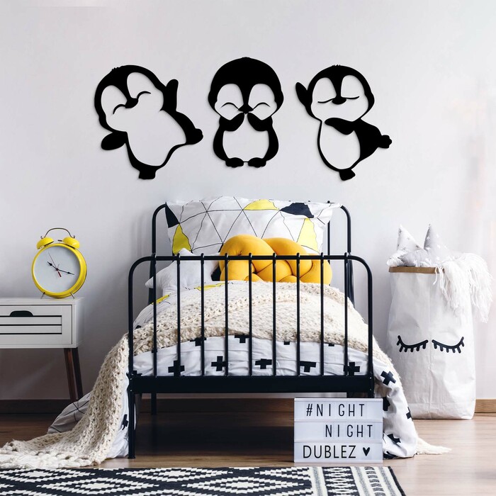 Nálepky na stenu do detskej izby - Tučniaci  | Čierna