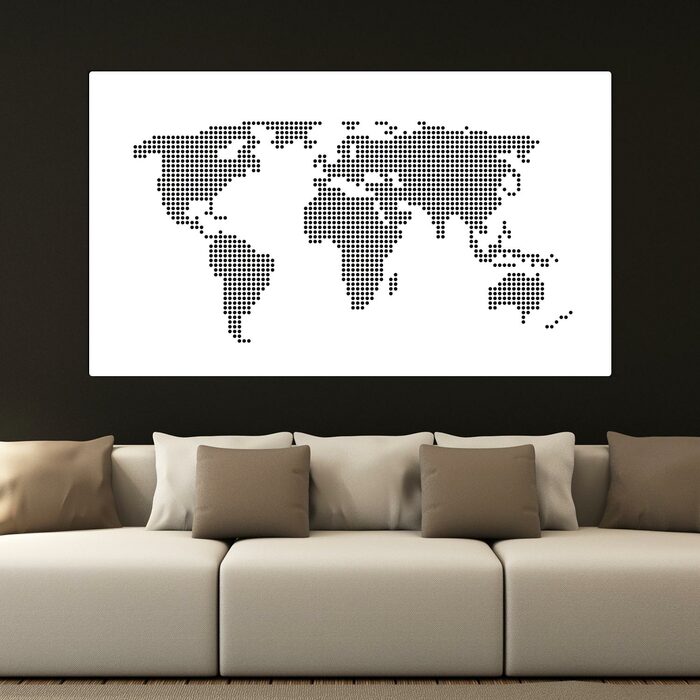 Modern Wall Art - World Map | White