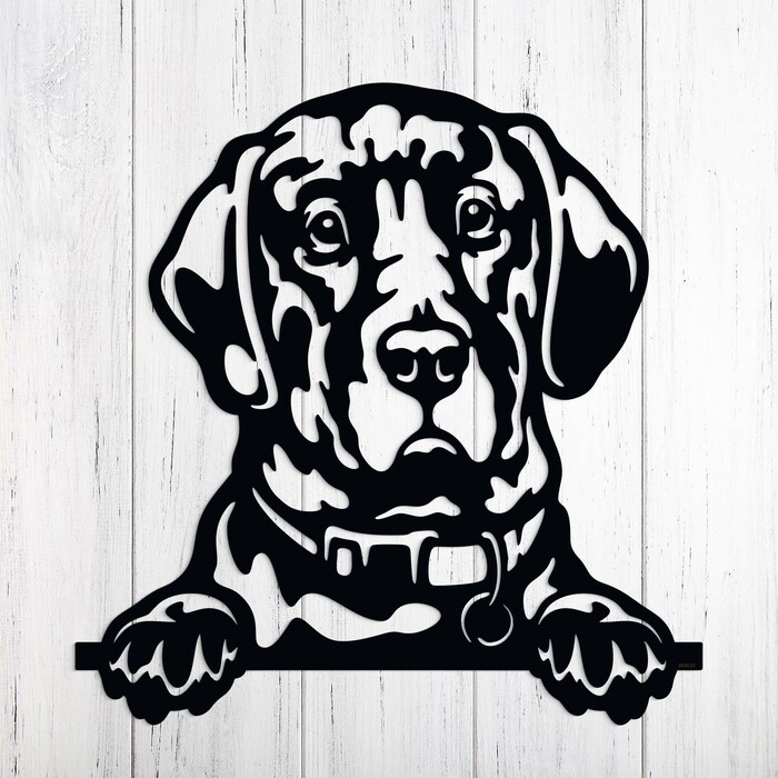 Drevený obraz pes na stenu - Labrador | Čierna