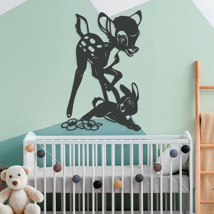 Nálepka na stenu pre deti - Bambi  | Antracitovo-šedá