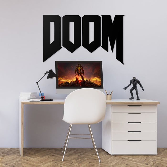 Wooden Wall Logo - DOOM | Black