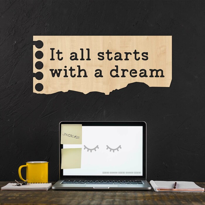 Motivációs tábla gyerekeknek - It all starts with a dream | Juhar